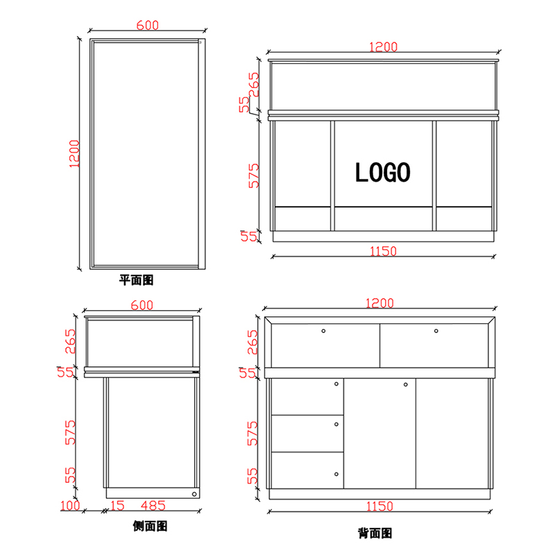 玻璃手表展示柜臺C款-03前柜