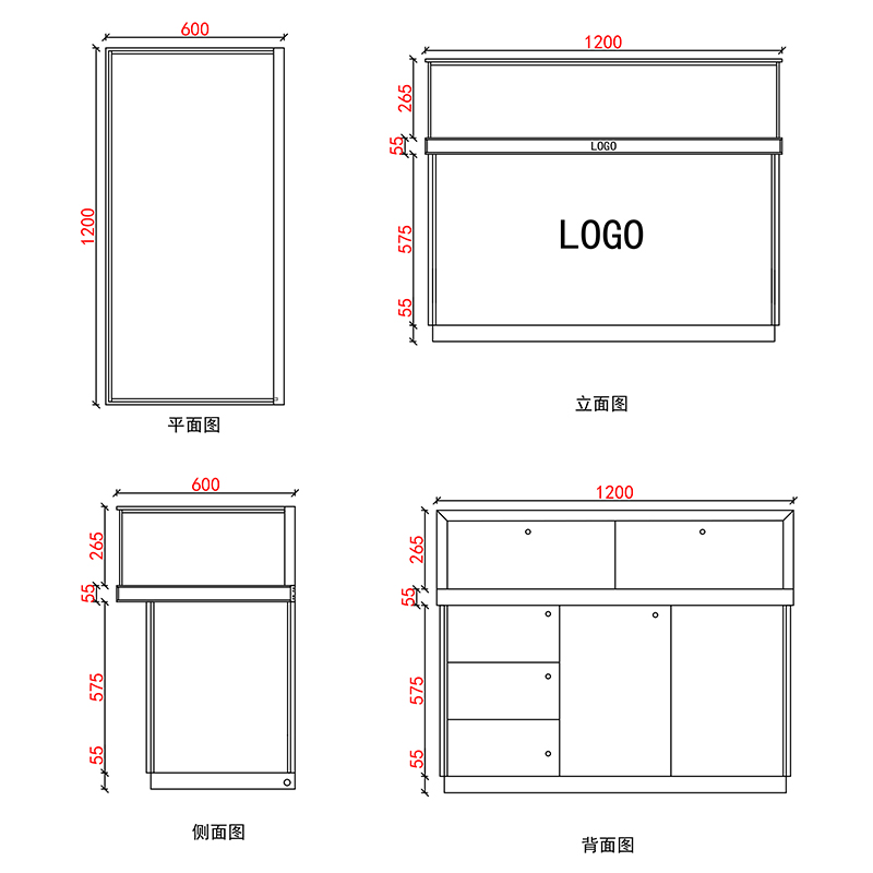 玉器珠寶展示柜臺A款-01